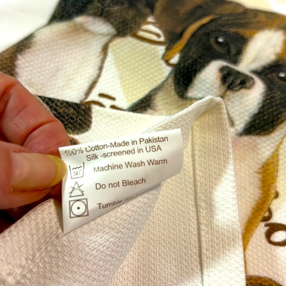 Fiddler's Elbow Kitchen Towel Boxer Puppy Bone Appetit Silk Screen - Picture 4 of 9